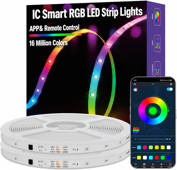 Plugwell 130FT Smart IC RGB LED Strip Lights