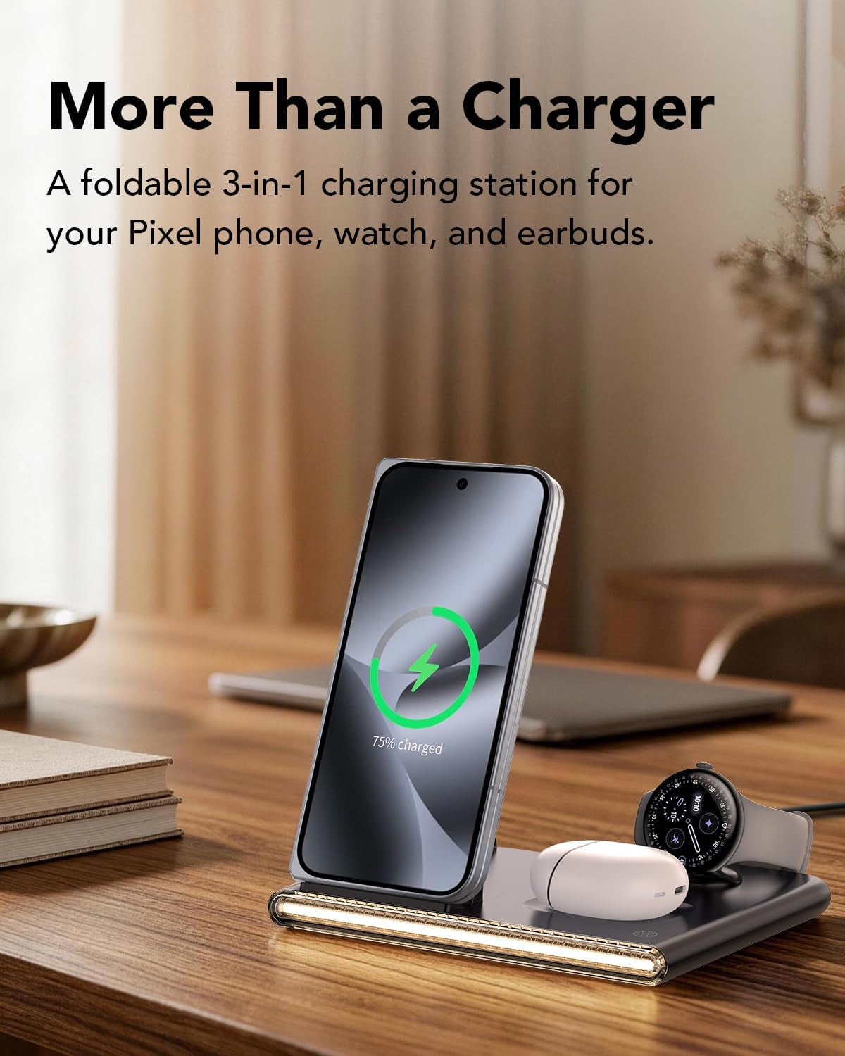 3 in 1 Wireless Foldable Charging Station for Google Pixel Watch 5 4