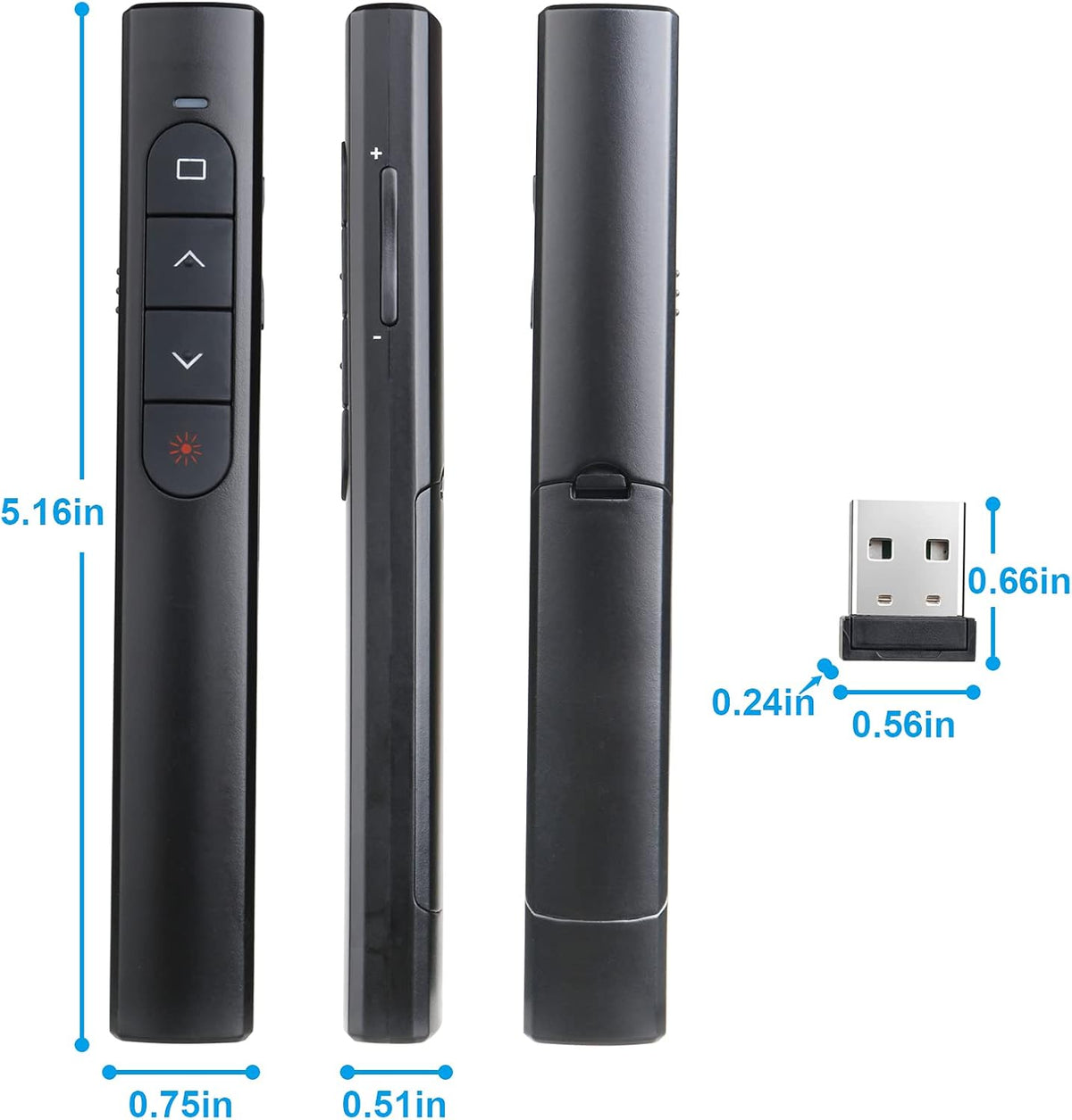 Wireless Presenter Remote, Presentation Clicker with Hyperlink & Volume Remote Control Powerpoint Office Presentation Clicker for Keynote/Ppt/Mac/Pc/Laptop(Battery Included)