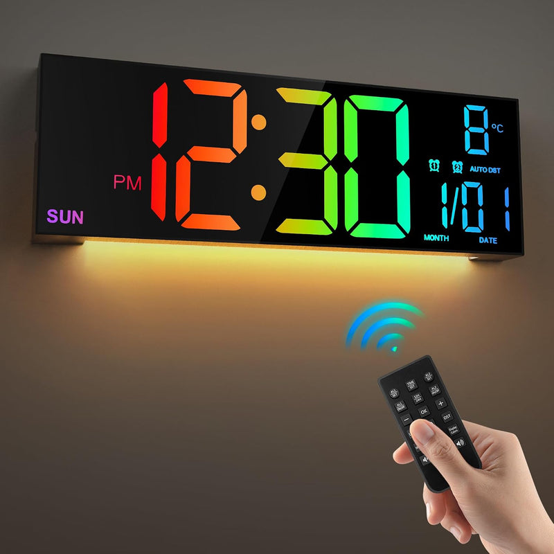 Plugwell 16.2" Modern LED Large Digital Wall Clock