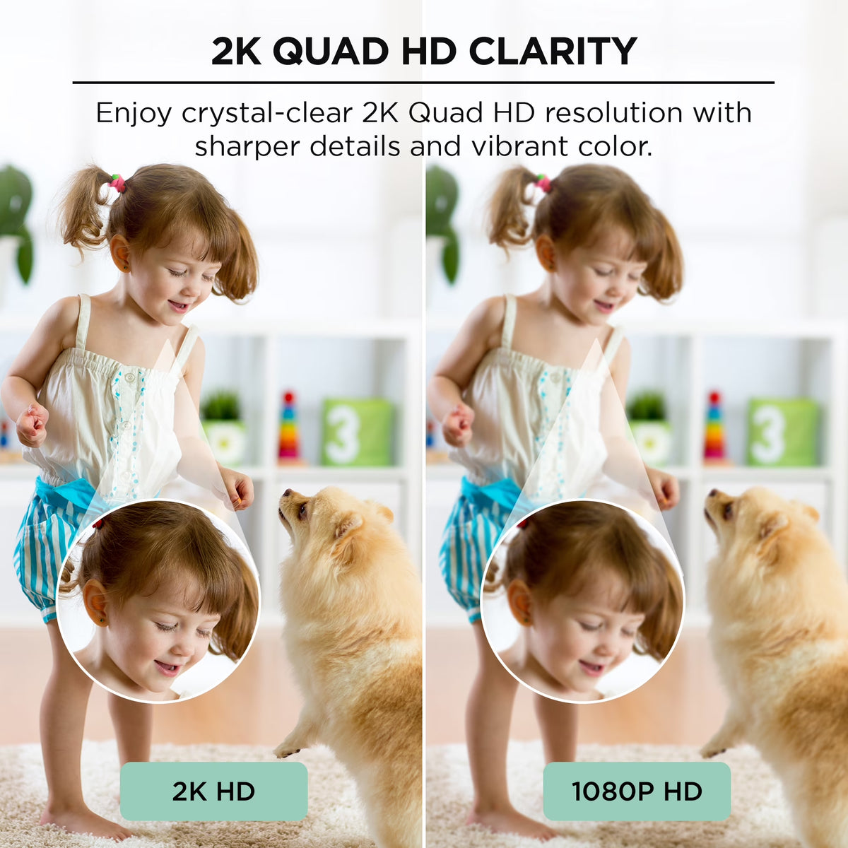 2K Indoor Security Camera, Wi-Fi Home Monitoring Camera (1 Pack)