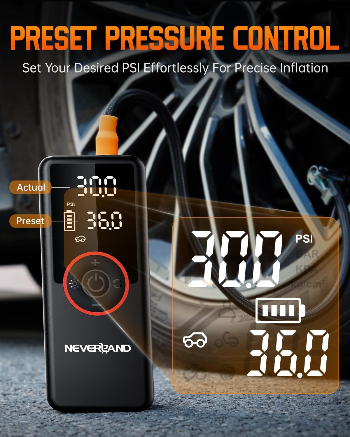 Portable SUV Tire Inflator, 180PSI, 30000Mah