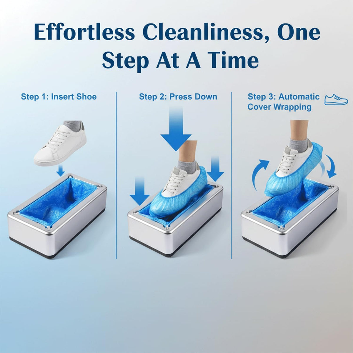 Shoe Covers Dispenser with 100Pcs Shoe Cover Disposable Non Slip, Reliable and User-Friendly Shoe Cover Machine, Automatic Shoe Cover Dispenser for Office, Factory & Home