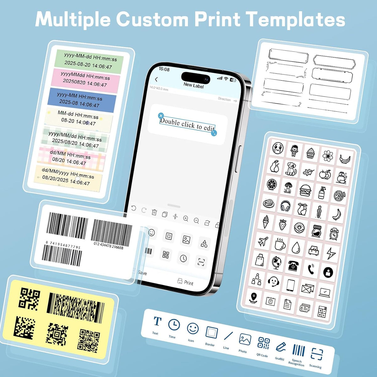 Bluetooth Label Maker Machine N12 Mini Thermal Label Printer, White