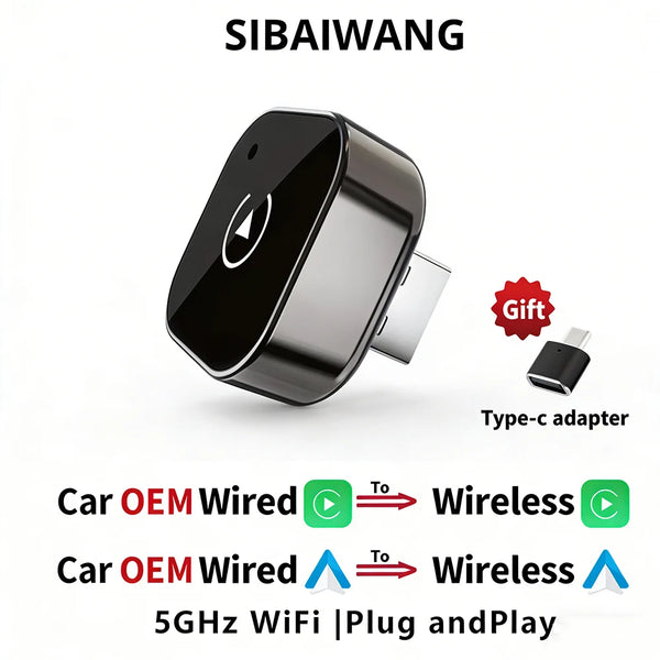 Plugwell 2-in-1 Wireless CarPlay & Android Auto Adapter