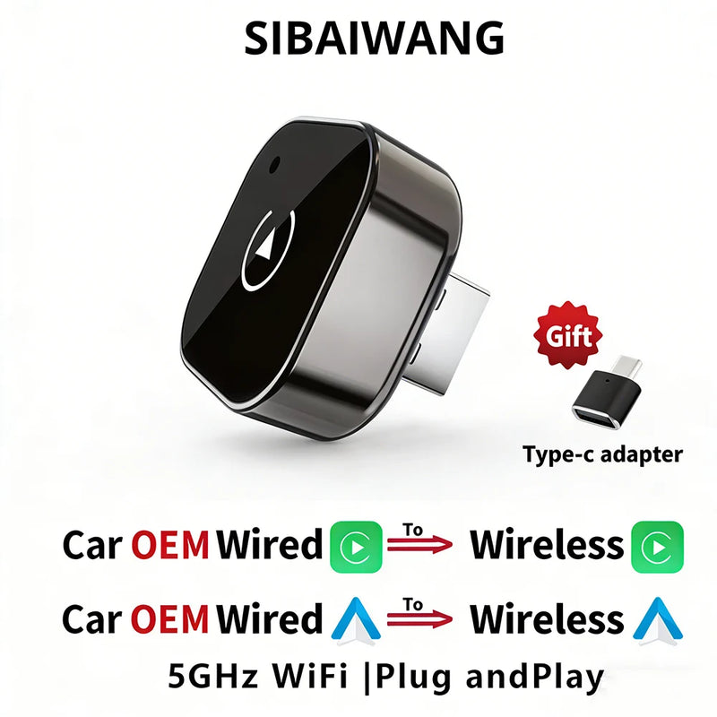 Plugwell 2-in-1 Wireless CarPlay & Android Auto Adapter