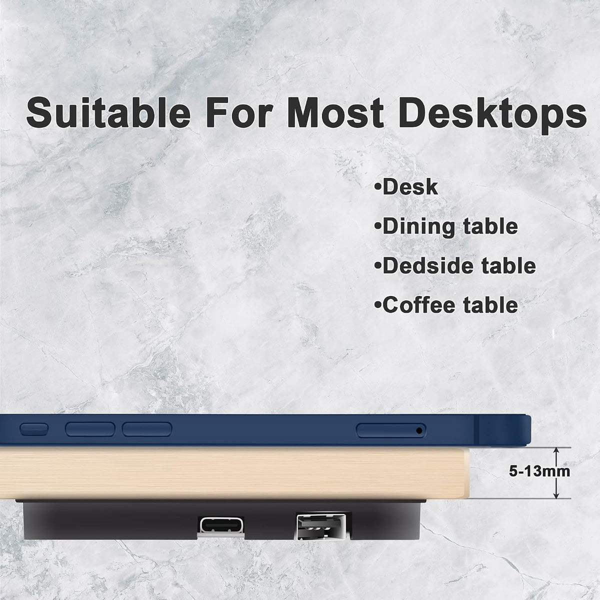 Invisible Wireless Charger, under Desk Furniture Wireless Charging Pad 10W,
