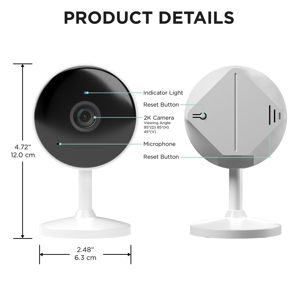 2K Indoor Security Camera, Wi-Fi Home Monitoring Camera (1 Pack)