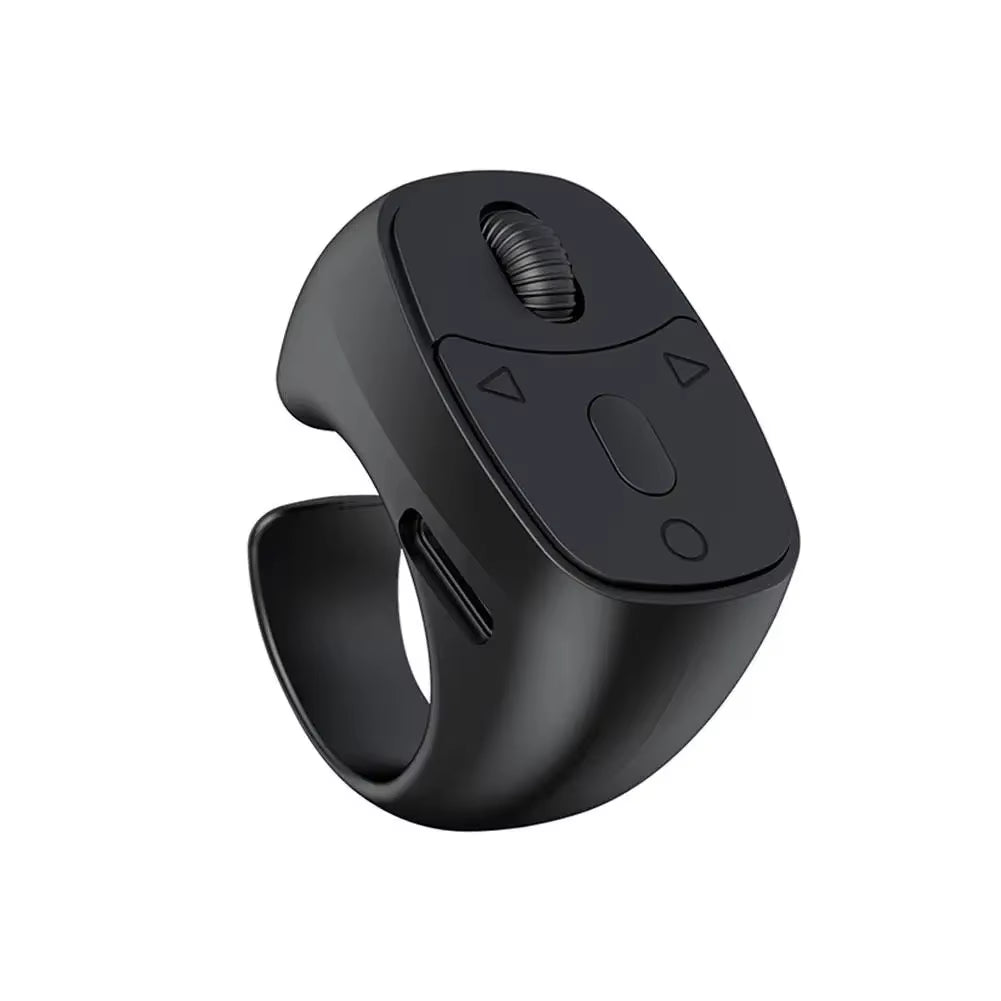 Cell Phone Scrolling Ring Wireless Finger Shutter Remote Control Page Turner Mobile Phone Controller Bluetooth for Travel