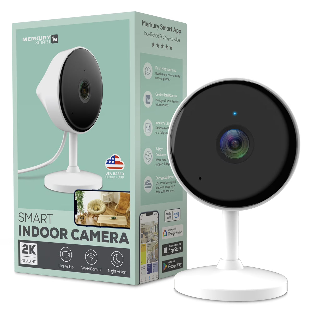 2K Indoor Security Camera, Wi-Fi Home Monitoring Camera (1 Pack)