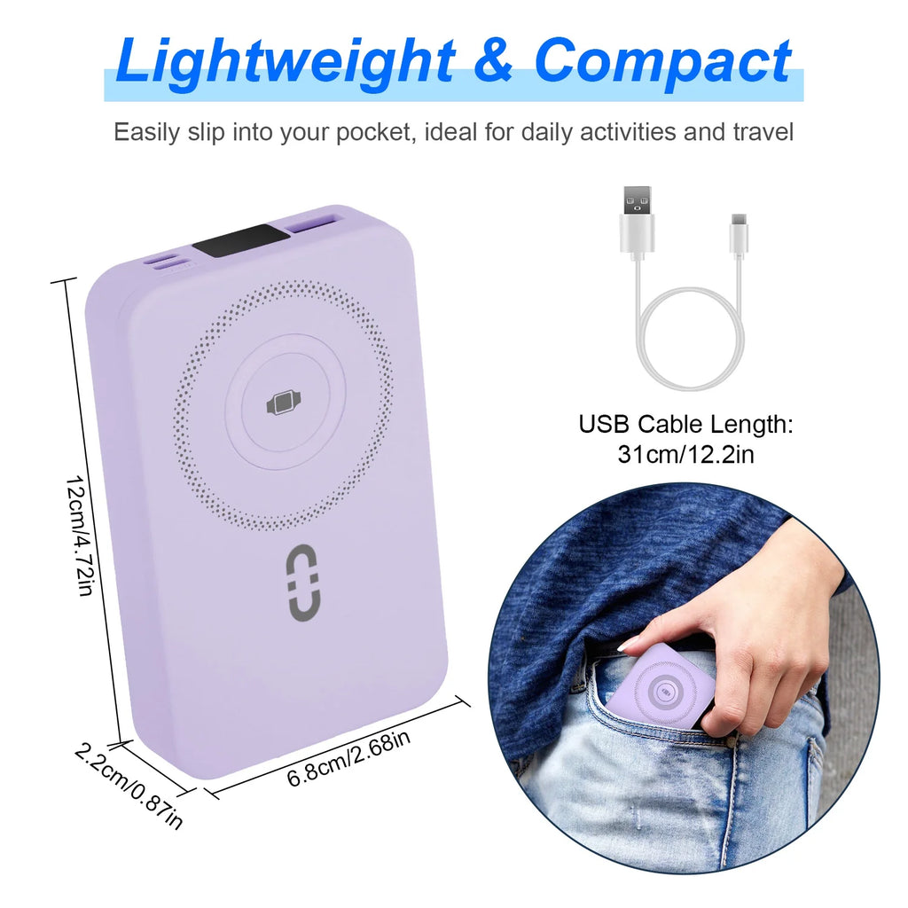 1Pc 3 in 1 10000Mah Magsafe Fast Charging Power Bank PD20W Portable Charger with 2 Built in Cables Stand Fit for IOS Phone 16 15 13 Series and More