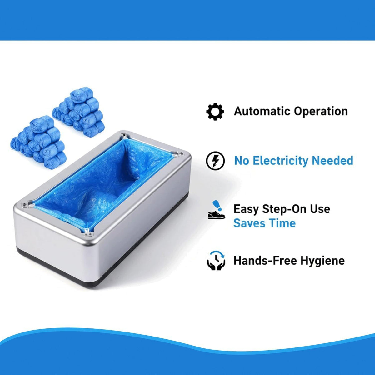 Shoe Covers Dispenser with 100Pcs Shoe Cover Disposable Non Slip, Reliable and User-Friendly Shoe Cover Machine, Automatic Shoe Cover Dispenser for Office, Factory & Home