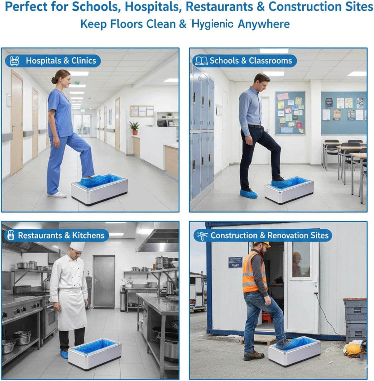 Shoe Covers Dispenser with 100Pcs Shoe Cover Disposable Non Slip, Reliable and User-Friendly Shoe Cover Machine, Automatic Shoe Cover Dispenser for Office, Factory & Home