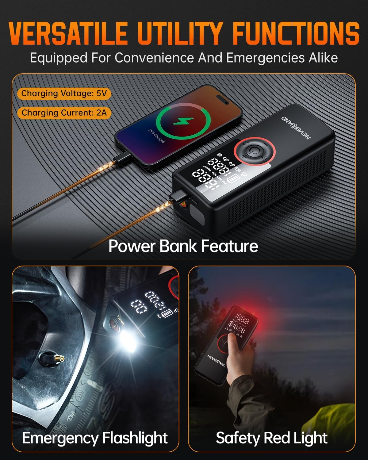 Portable SUV Tire Inflator, 180PSI, 30000Mah