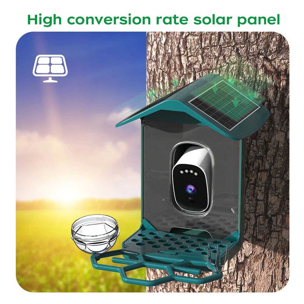 Plugwell™ 5MP Solar Smart Bird Feeder Camera | AI Bird Recognition & Wireless Outdoor Cam