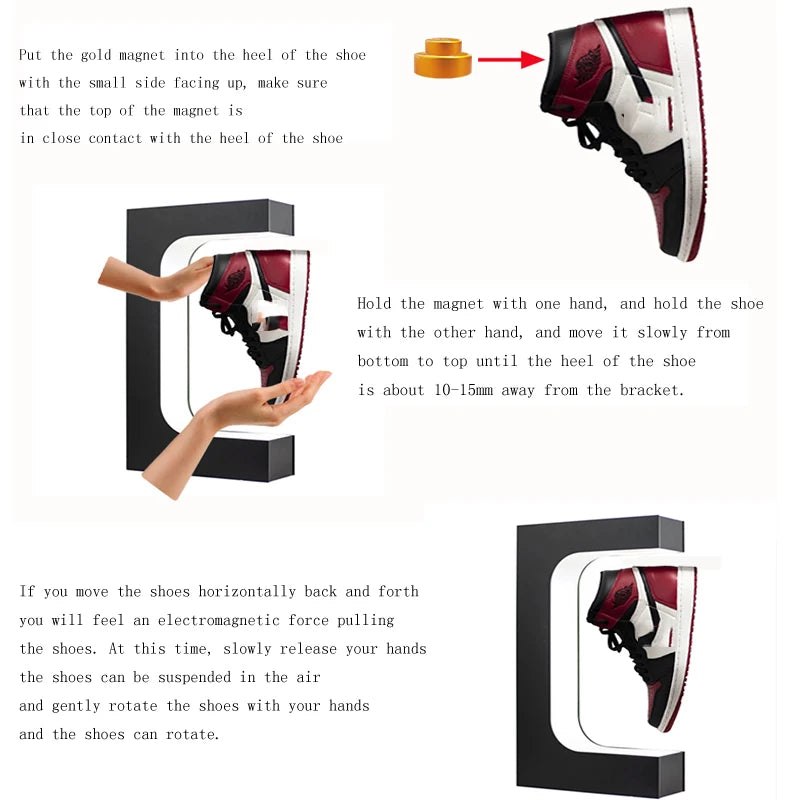 Plugwell™ 360° Rotating Magnetic Levitation Display Stand | Floating Shoe, Toy & Collectible Showcase