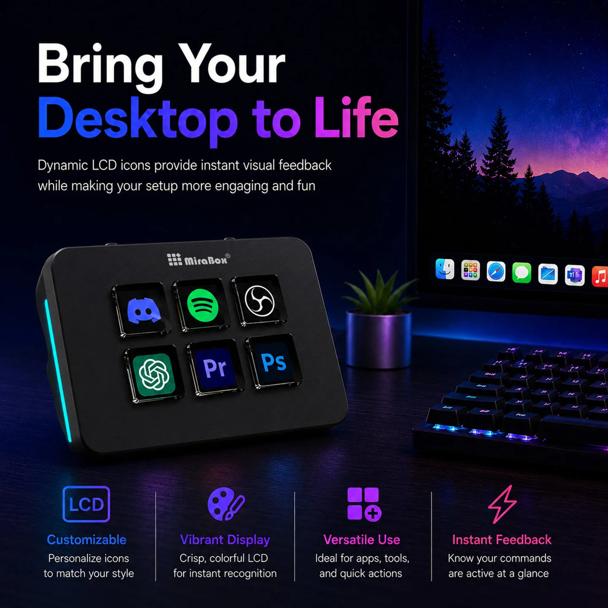 Plugwell™ Smart Visual Stream Dock & Macro Pad with Customizable Keys