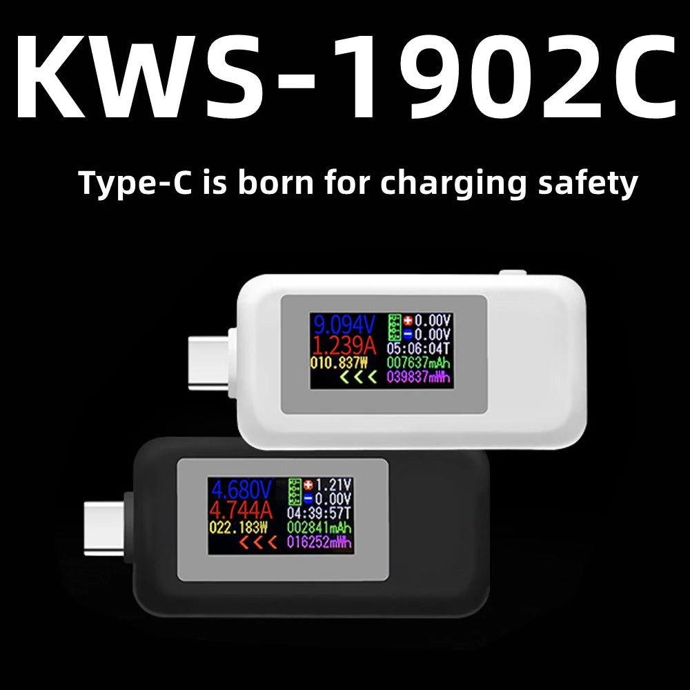 Plugwell™ 10-in-1 Digitales USB-C-Spannungs- und Strommessgerät