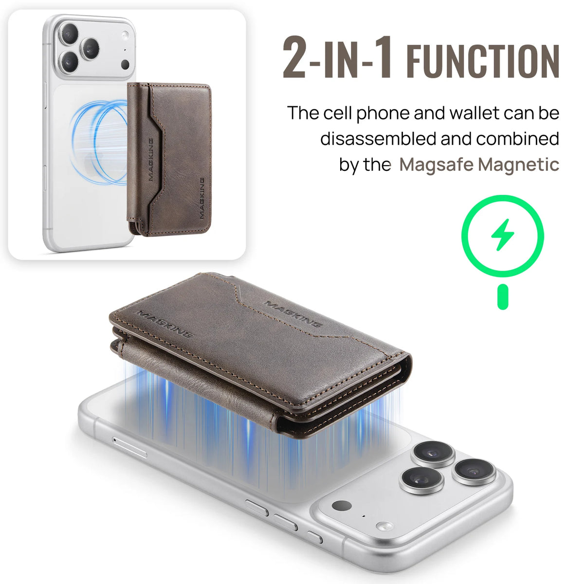 Plugwell™ MagSafe 3-fach faltbare RFID-blockierende magnetische Brieftasche & Kartenhalter
