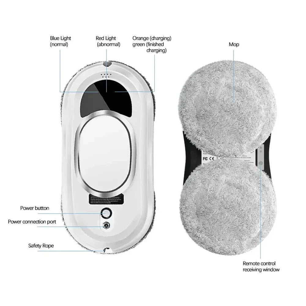 Robot lavavetri elettrico Plugwell™ | Aspiratore automatico per pulizia vetri da 5600Pa con telecomando