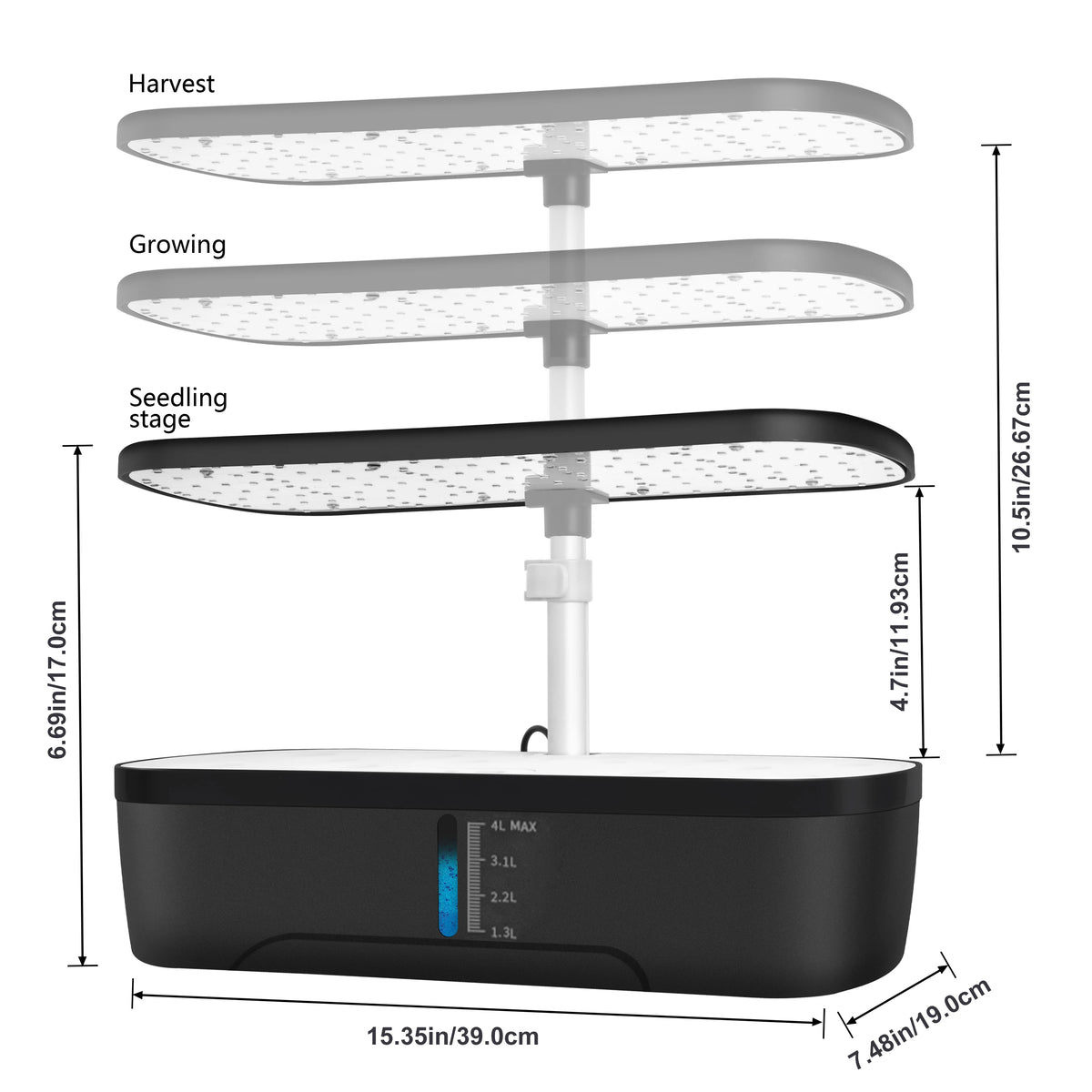 Plugwell™ 12 Pods Hydroponics Growing System, Herb Garden Kit Indoor Adjustable Height with Automatic Timer 20-Watt LED Grow Light