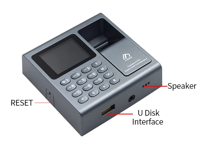 Biometrischer Fingerabdruckscanner RFID-Zutrittskontrollsystem 1000 Benutzer USB Zeiterfassung Präsenzmaschine für Mitarbeiter