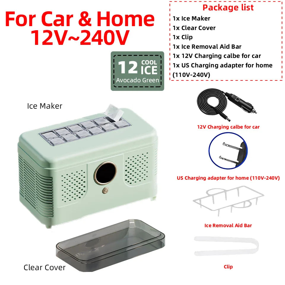 Plugwell™ Portable Mini Ice Maker | 12V/220V Compact Automatic Ice Cube Machine for Car, Camping & Home