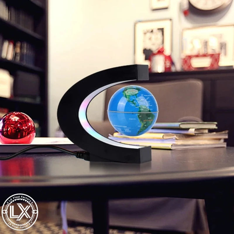 Plugwell™ Levitating World Map Globe with Color-Changing LED Base