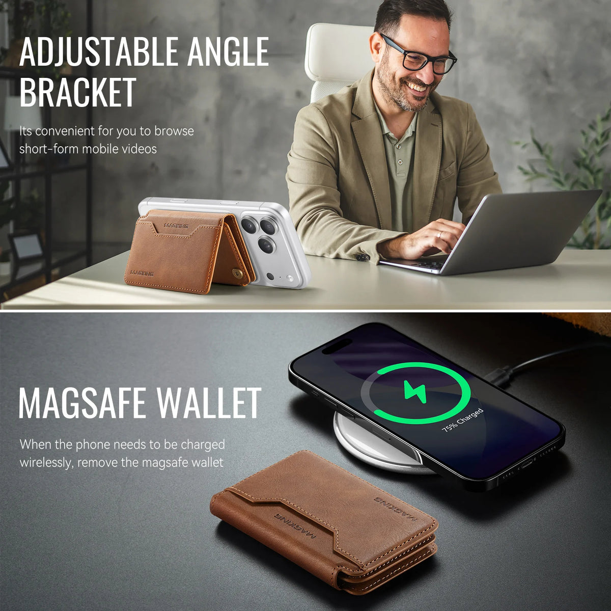 Plugwell™ MagSafe 3-fach faltbare RFID-blockierende magnetische Brieftasche & Kartenhalter