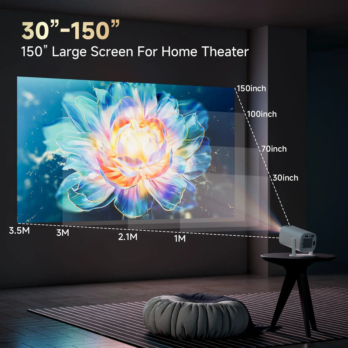 Smart Mini Proiettore Plugwell™ HONGTOP P30PRO | Supporto 4K, Android 14, WiFi 6 & Home Cinema Portatile