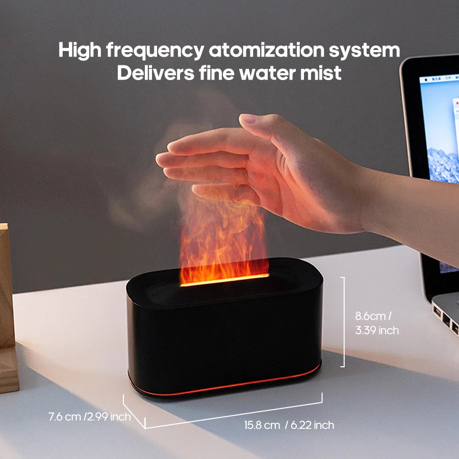 Plugwell™ Mini Flame Aroma Diffuser & RGB Air Humidifier | Essential Oil Desktop Sprayer