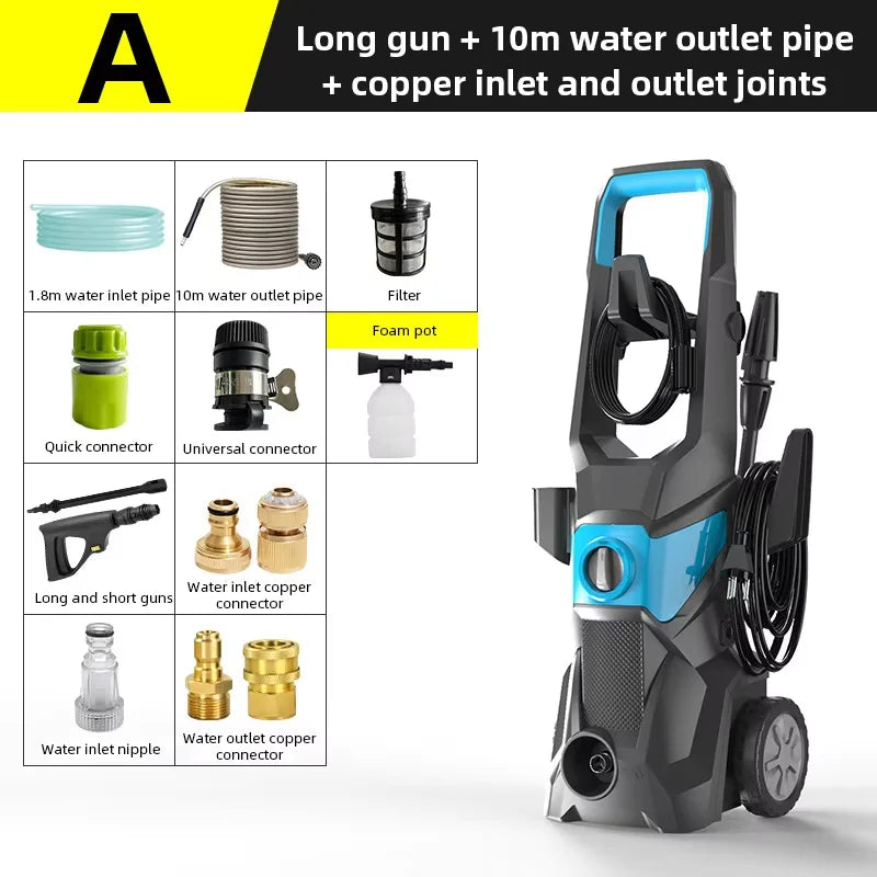Portable High Pressure Car Washer Automatic Washing Machine Handheld Electric Washer for Car Garden Terrace Outdoor Cleaning