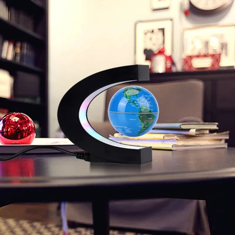Plugwell™ Levitating World Map Globe with Color-Changing LED Base