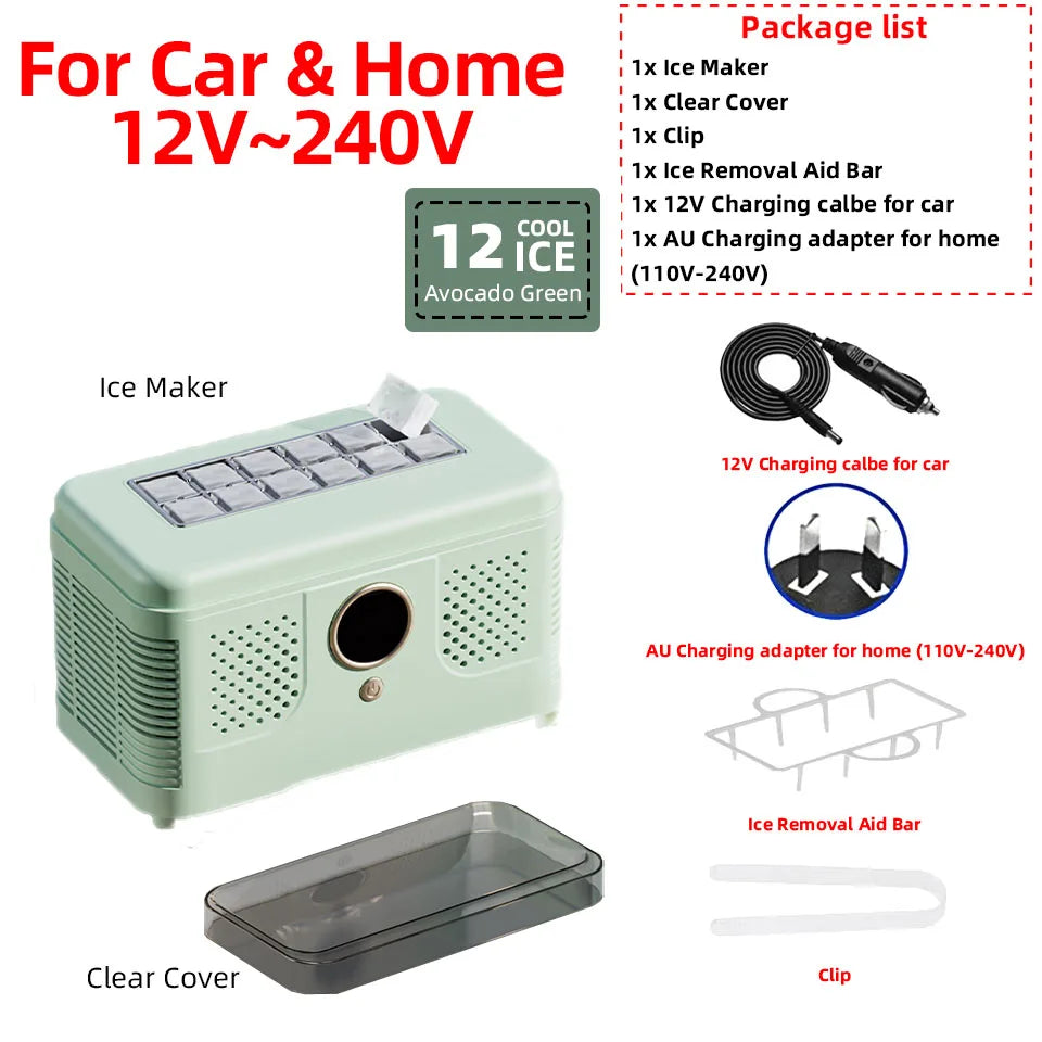 Plugwell™ Portable Mini Ice Maker | 12V/220V Compact Automatic Ice Cube Machine for Car, Camping & Home