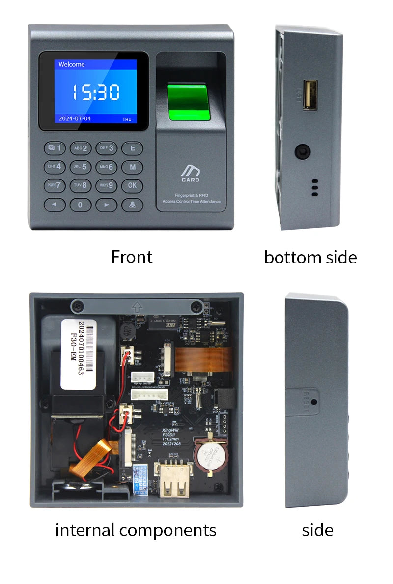 Biometrischer Fingerabdruckscanner RFID-Zutrittskontrollsystem 1000 Benutzer USB Zeiterfassung Präsenzmaschine für Mitarbeiter