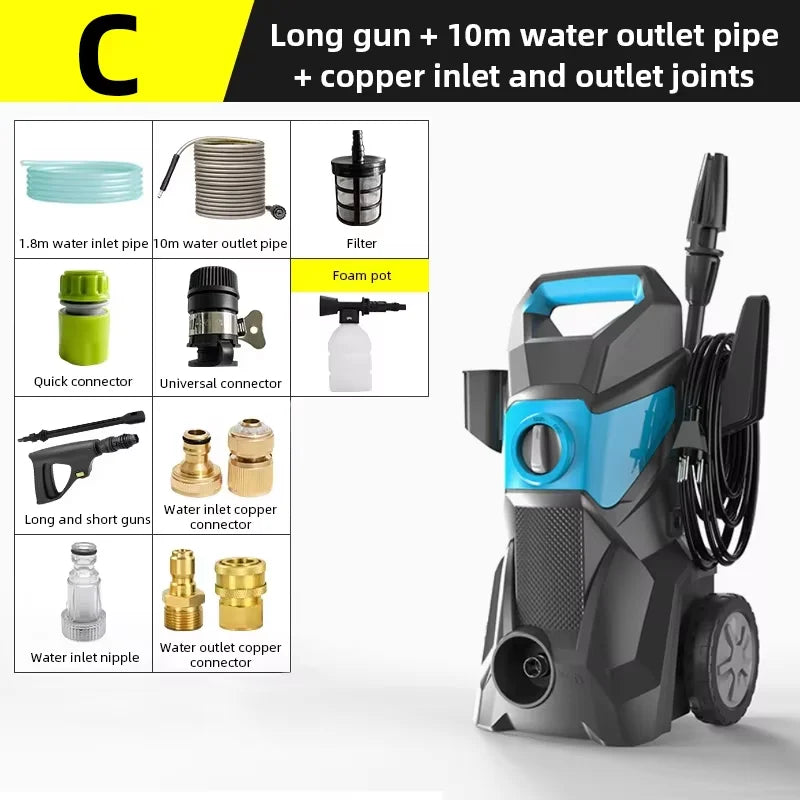 Portable High Pressure Car Washer Automatic Washing Machine Handheld Electric Washer for Car Garden Terrace Outdoor Cleaning