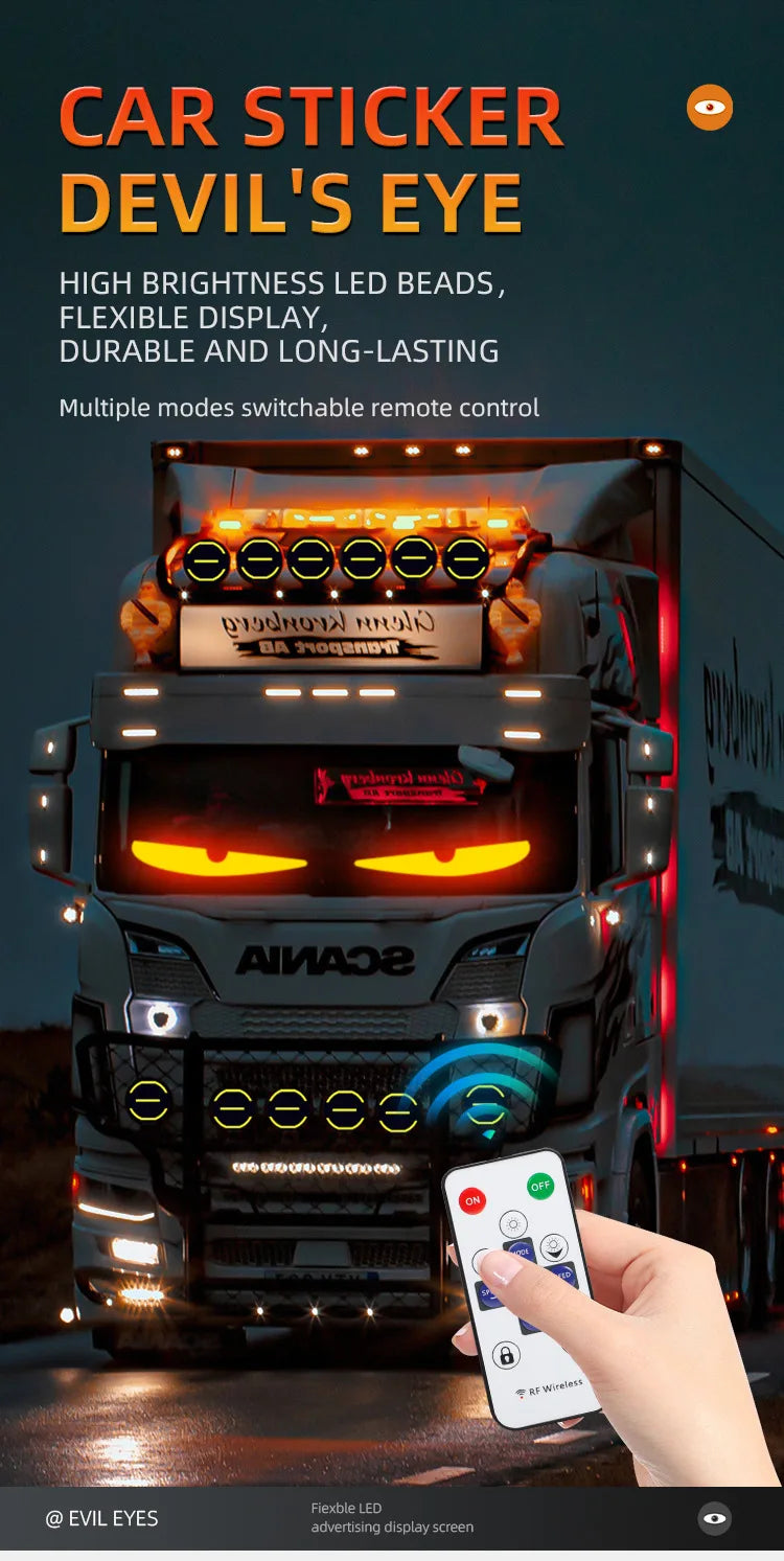 LED-Lkw-Auto-Teufelsaugen-LED-Pixel-Panel-Licht Auto-Windschutzscheibe Lkw-Auge für Bord-Windschutzscheibe 12V 24V Auto Graffiti Lauflicht