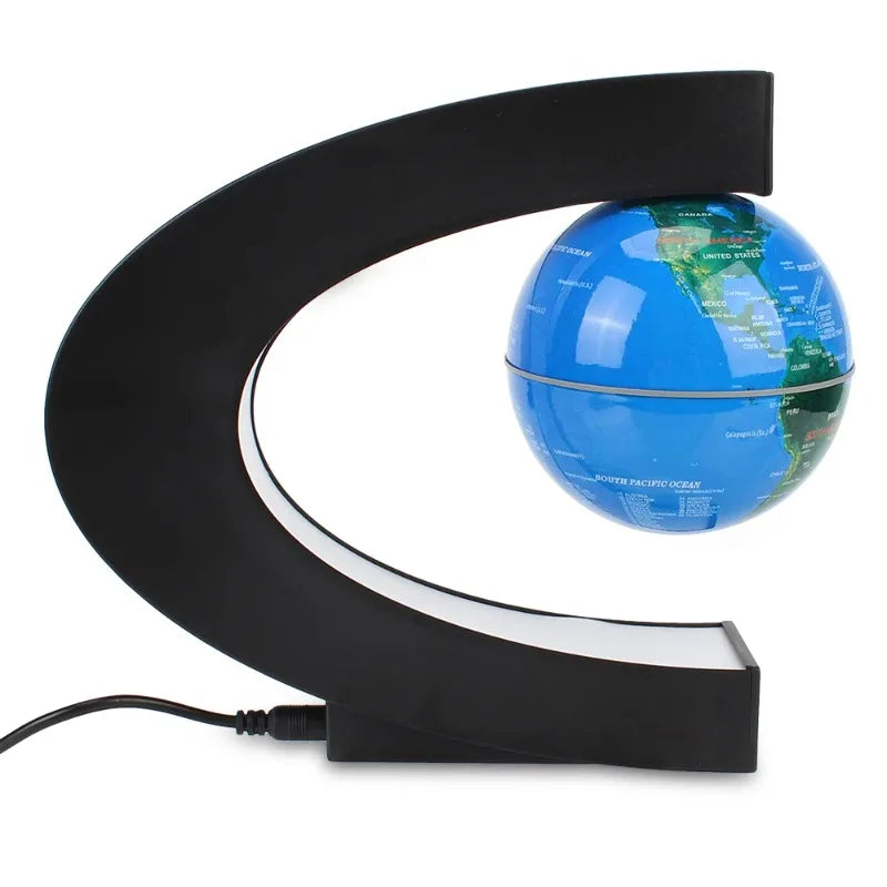 Plugwell™ Levitating World Map Globe with Color-Changing LED Base