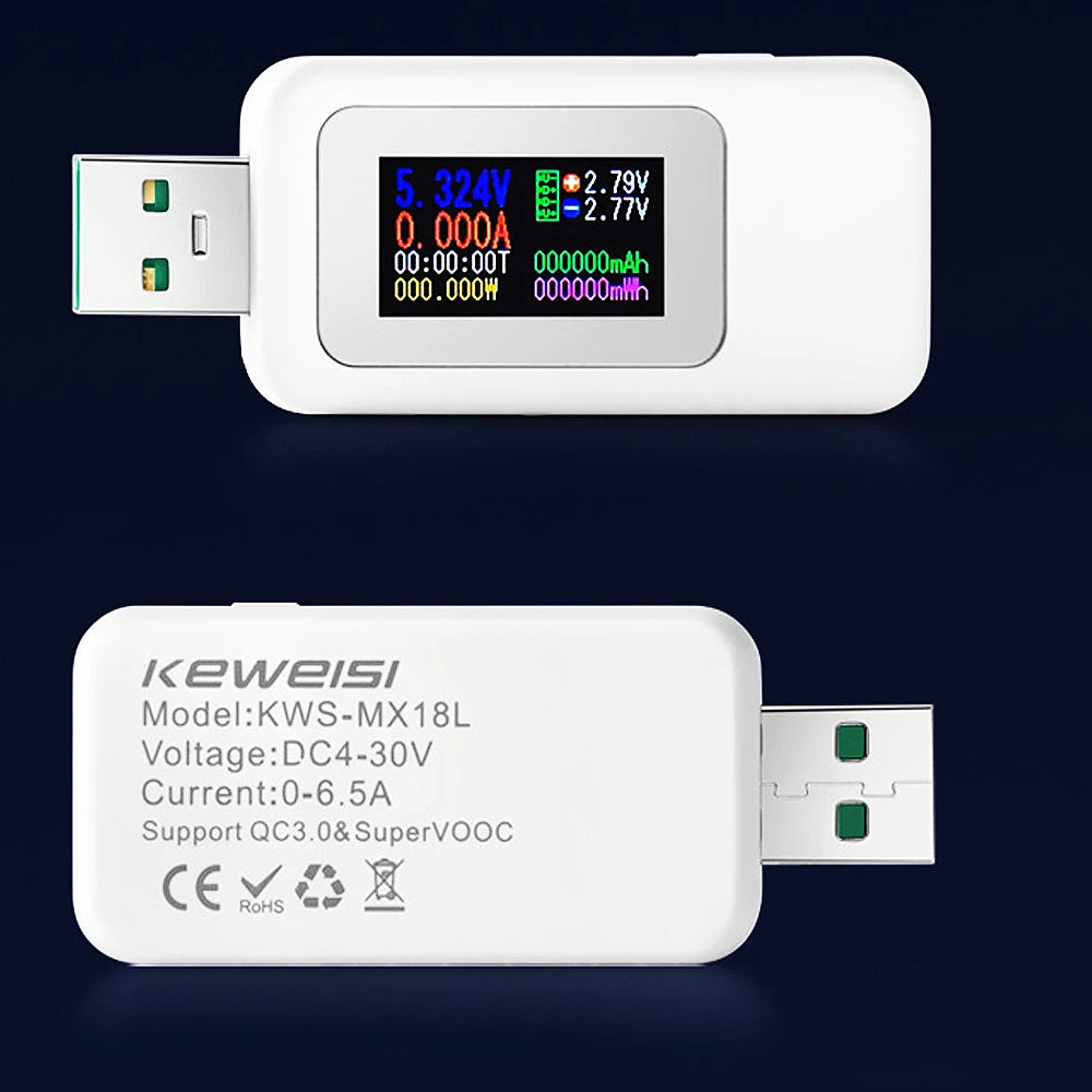 Plugwell™ 10-in-1 Digitales USB-C-Spannungs- und Strommessgerät