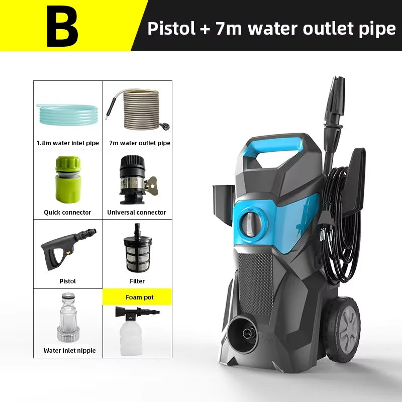 Portable High Pressure Car Washer Automatic Washing Machine Handheld Electric Washer for Car Garden Terrace Outdoor Cleaning