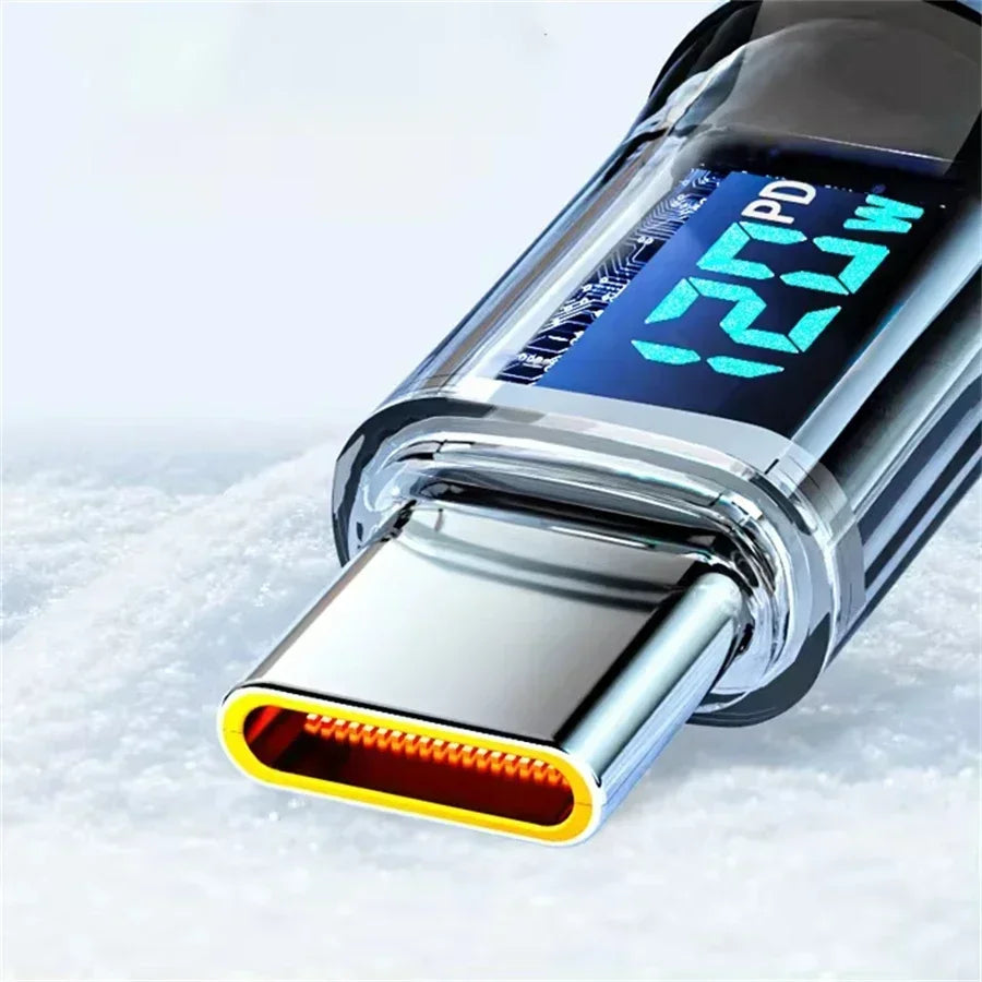 Cavo di ricarica super rapida Plugwell™ da 120W | Cavo dati USB-A a Type-C con display digitale in tempo reale