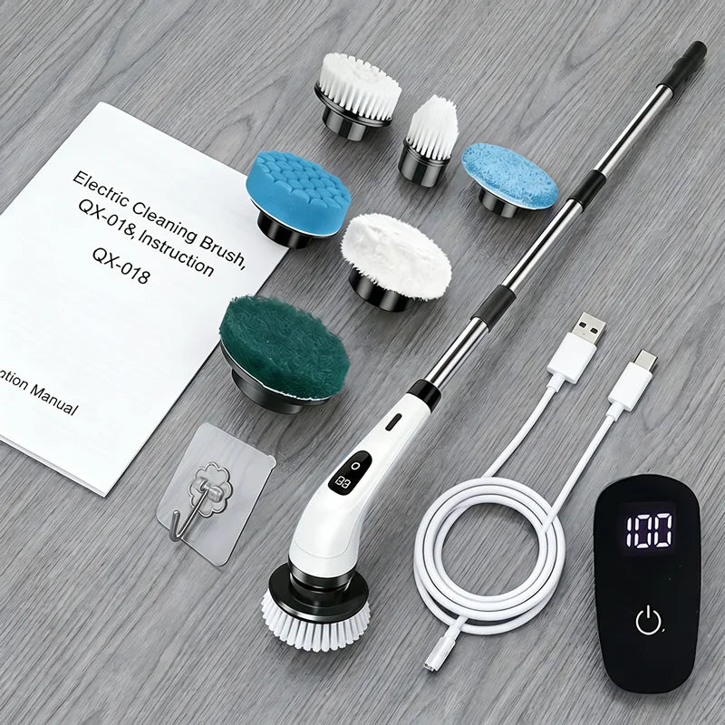 コードレス家庭用電動スピンクリーナー キッチン用具 ヘアブラシ バスルーム用ほうき トイレ用多目的クリーニングブラシ 電動モップ