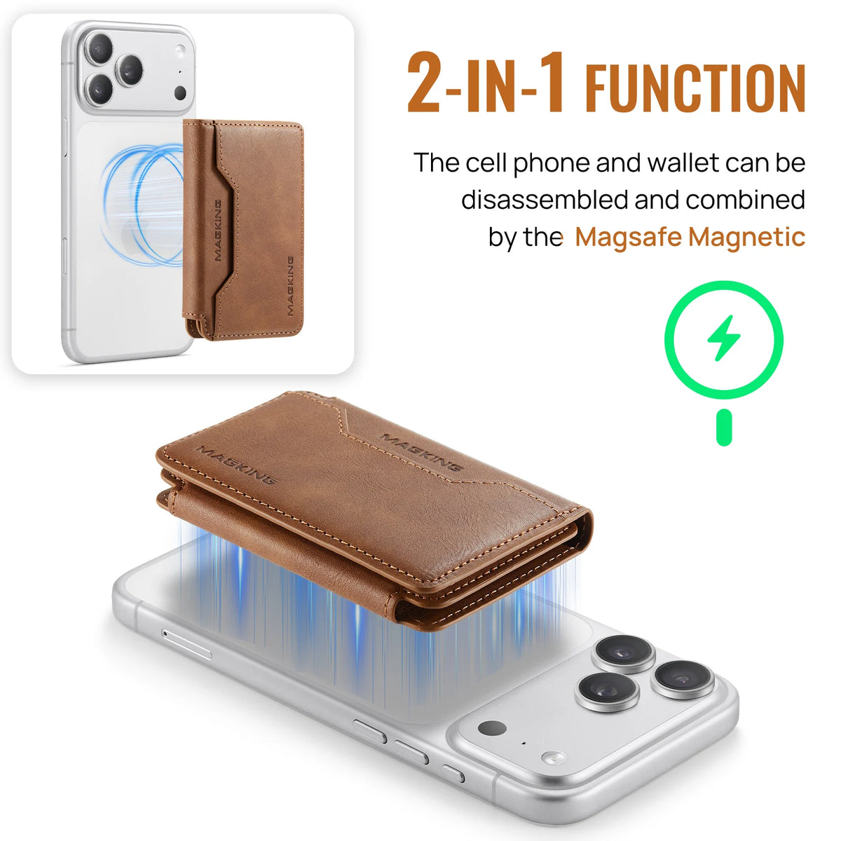 Plugwell™ MagSafe 3-fach faltbare RFID-blockierende magnetische Brieftasche & Kartenhalter