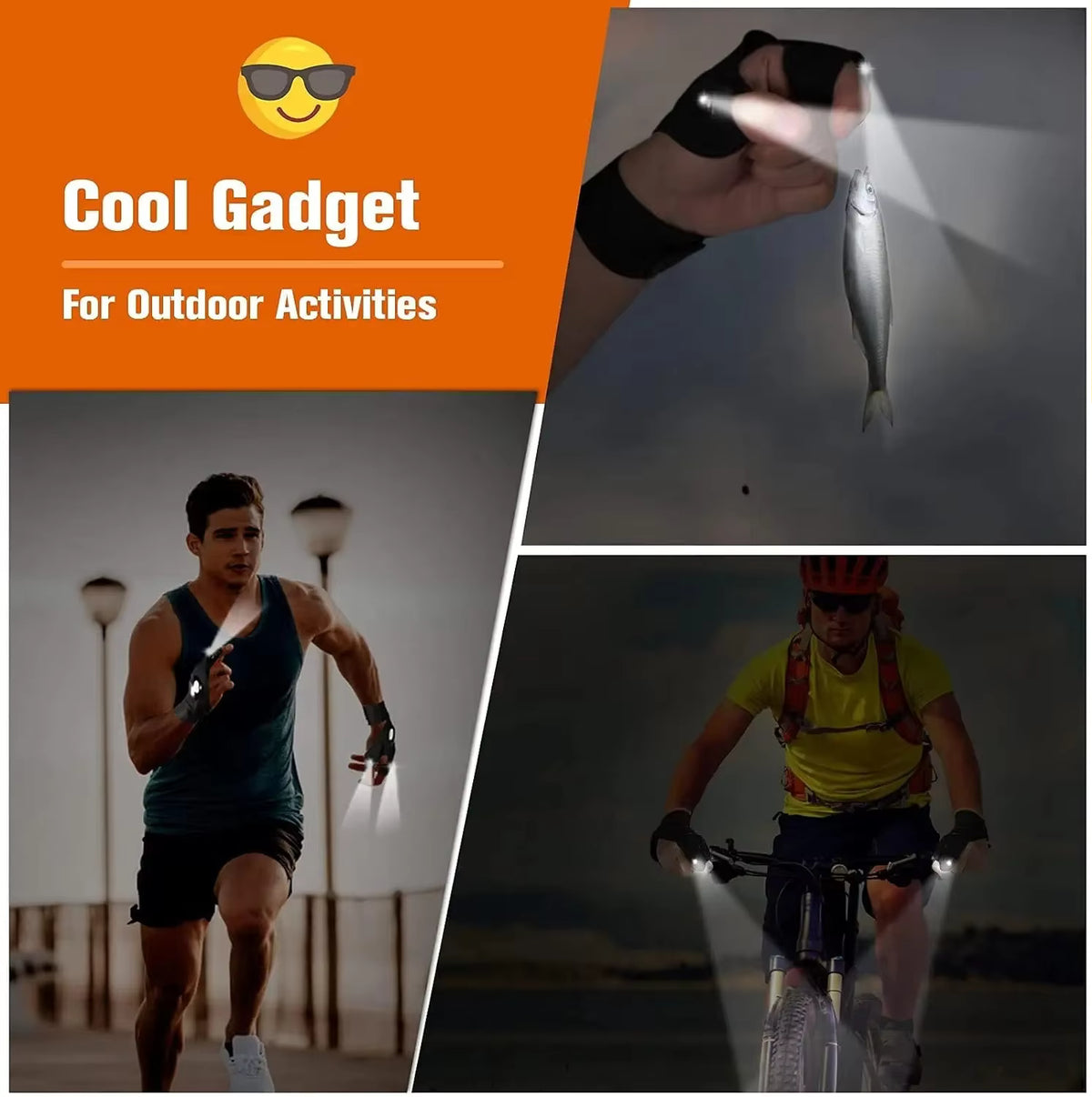 Gants de travail et de pêche mains libres avec lampe de poche LED Plugwell™