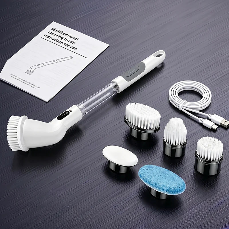 コードレス家庭用電動スピンクリーナー キッチン用具 ヘアブラシ バスルーム用ほうき トイレ用多目的クリーニングブラシ 電動モップ