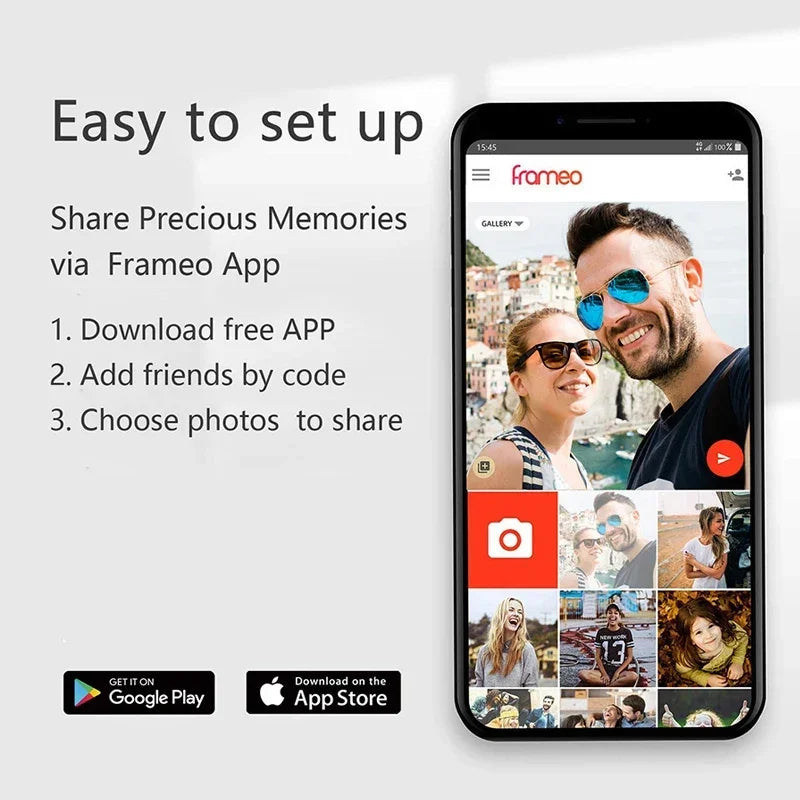 Frameo 15,6-Zoll-WLAN-Digitalfotorahmen, 1920 × 1080 IPS-HD-Touchscreen, 64 GB, automatischer Bildschirmausrichtung, smarter Fotorahmen, Wandmontage