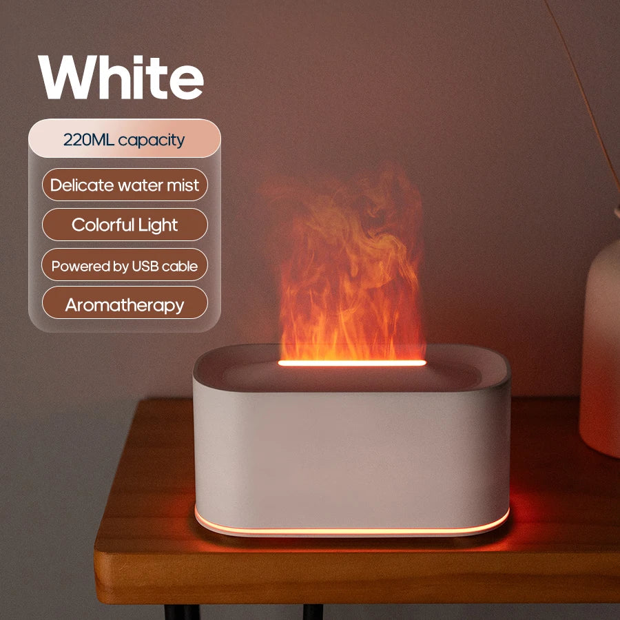 Plugwell™ Mini Flame Aroma Diffuser & RGB Air Humidifier | Essential Oil Desktop Sprayer