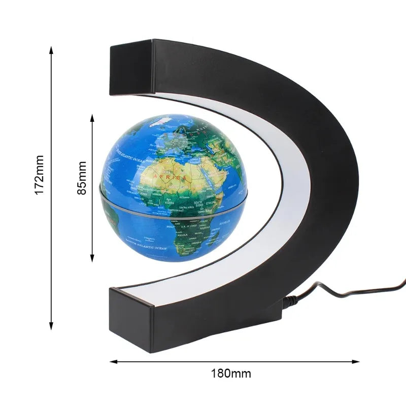 Plugwell™ Levitating World Map Globe with Color-Changing LED Base