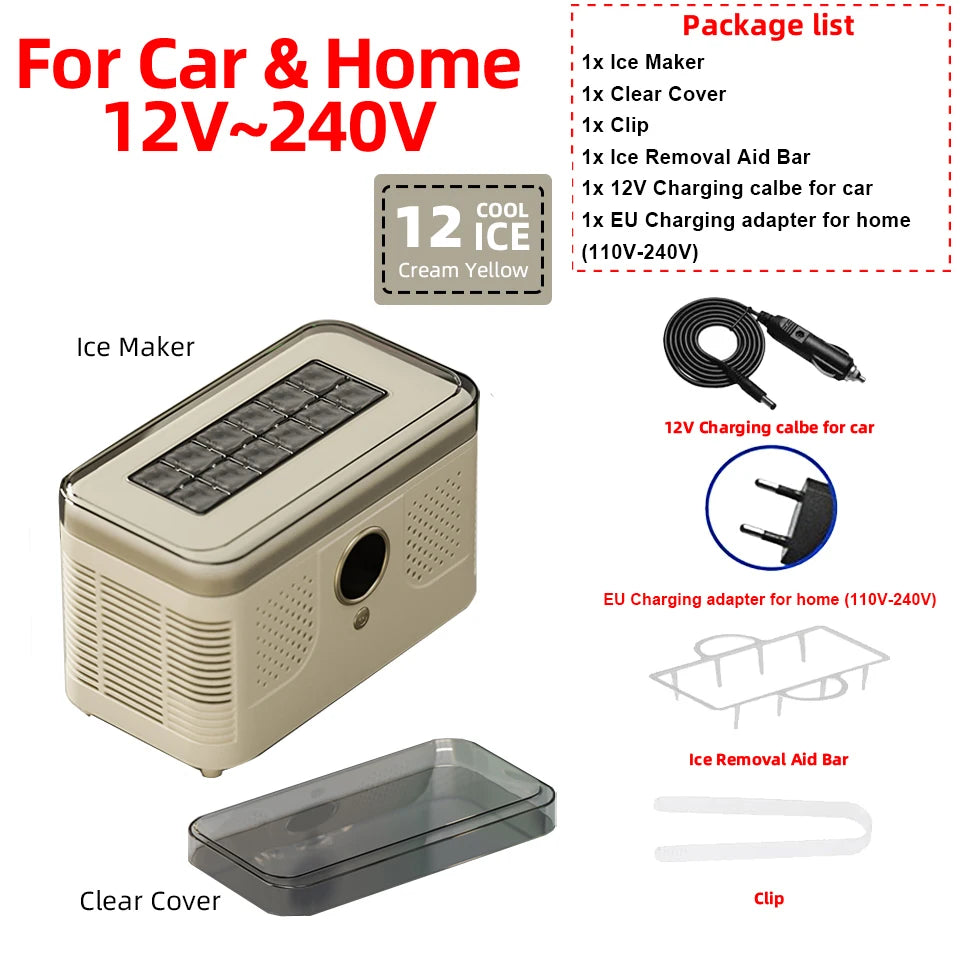 Plugwell™ Portable Mini Ice Maker | 12V/220V Compact Automatic Ice Cube Machine for Car, Camping & Home