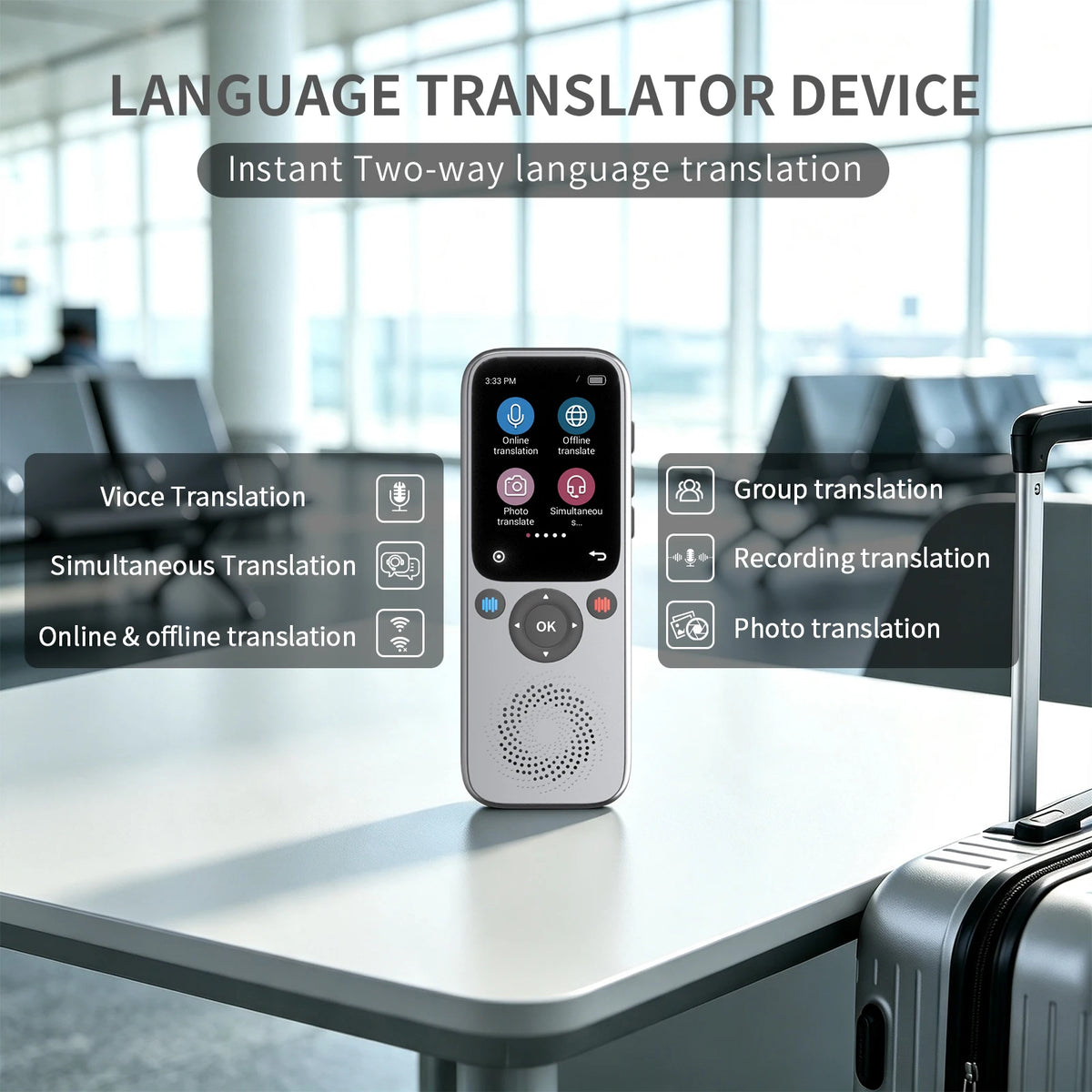Traducteur vocal et photo IA à écran tactile intelligent Plugwell™ | Traducteur ChatGPT en temps réel pour 148 langues